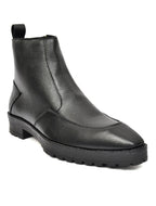 Men's Black Leather Zip Ankle Boots