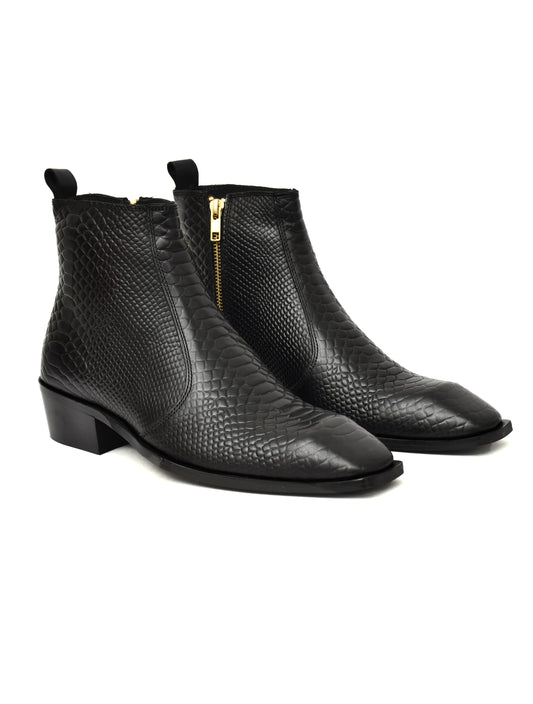 Men Snake Textured Regular Boots