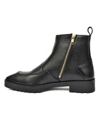 Men's Black Leather Zip Ankle Boots