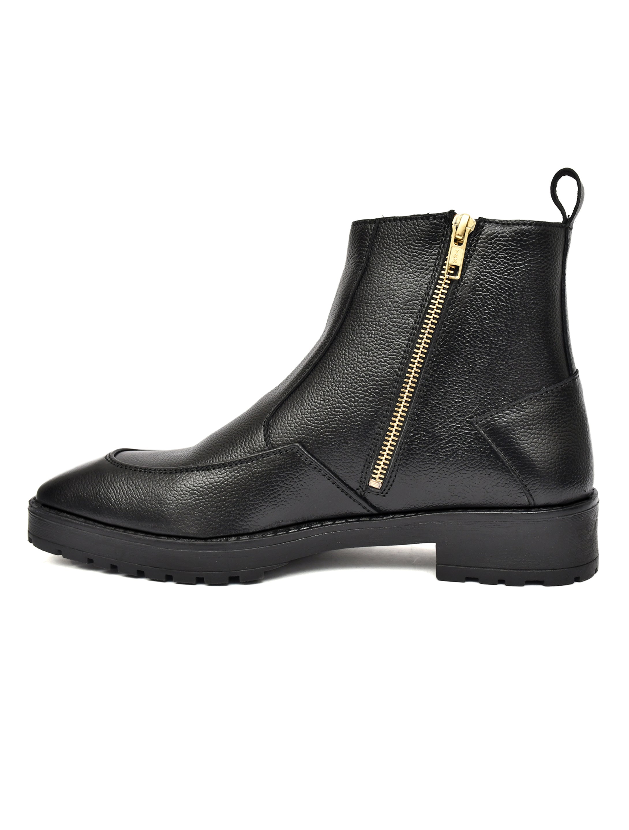 Men's Black Leather Zip Ankle Boots