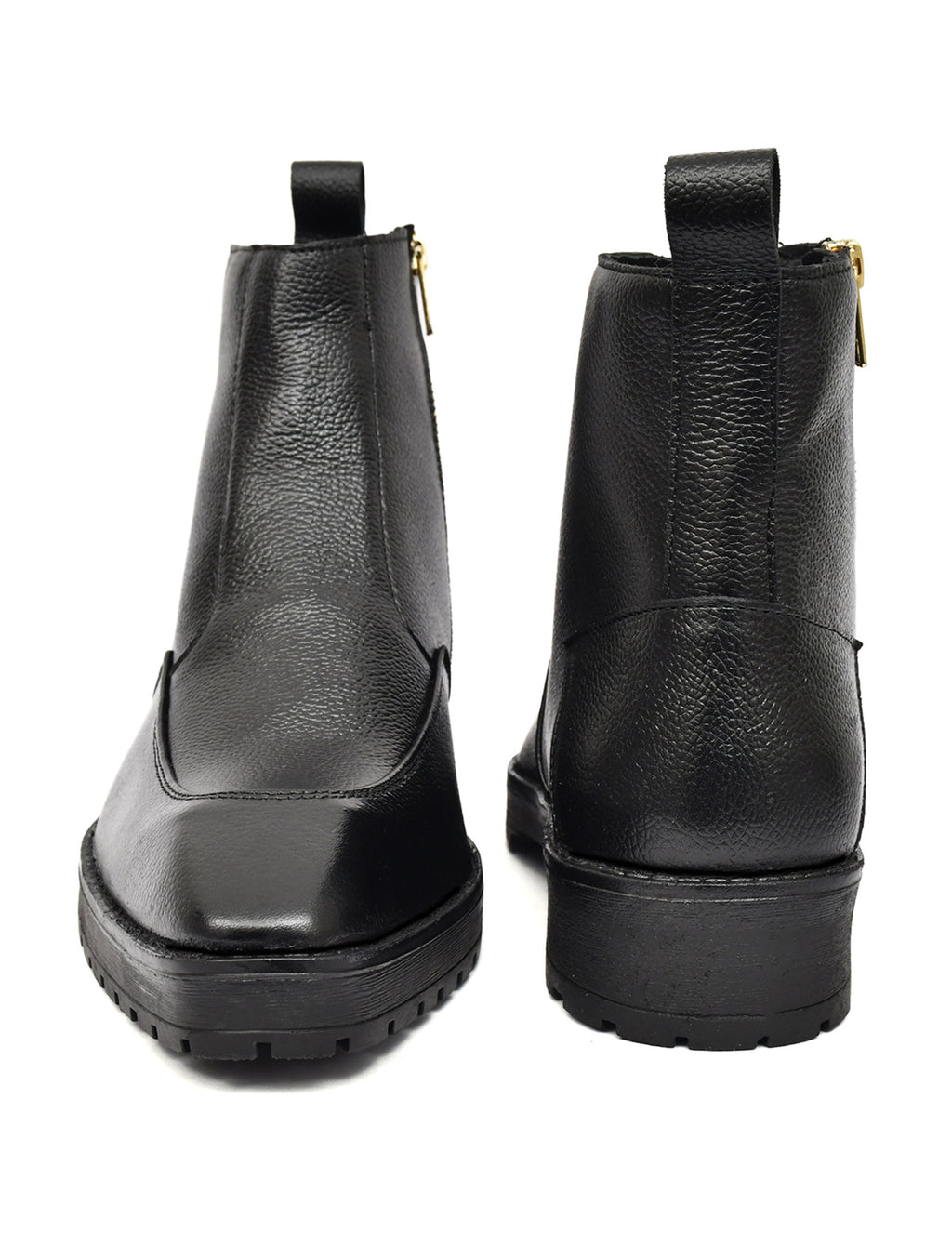 Men's Black Leather Zip Ankle Boots