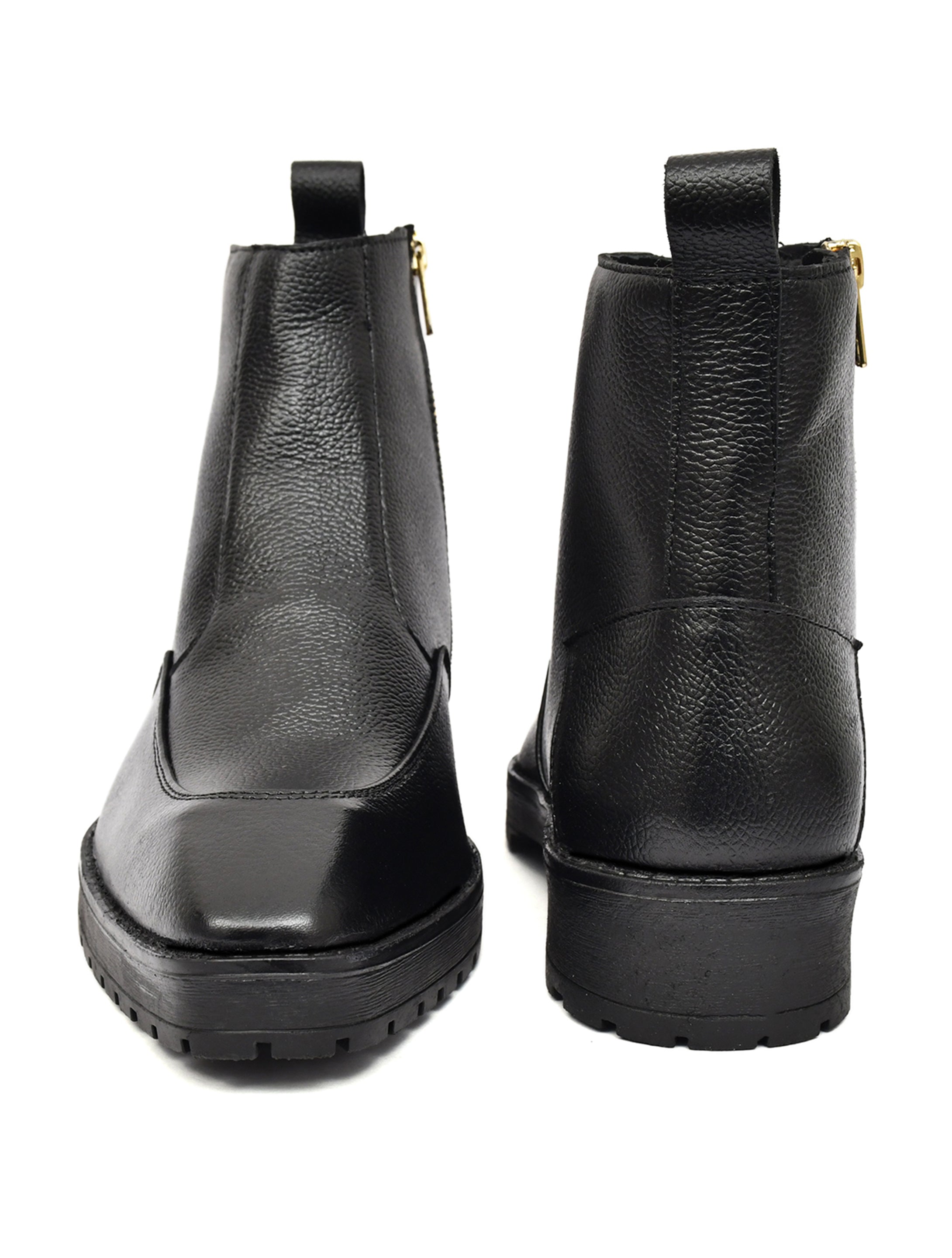 Men's Black Leather Zip Ankle Boots