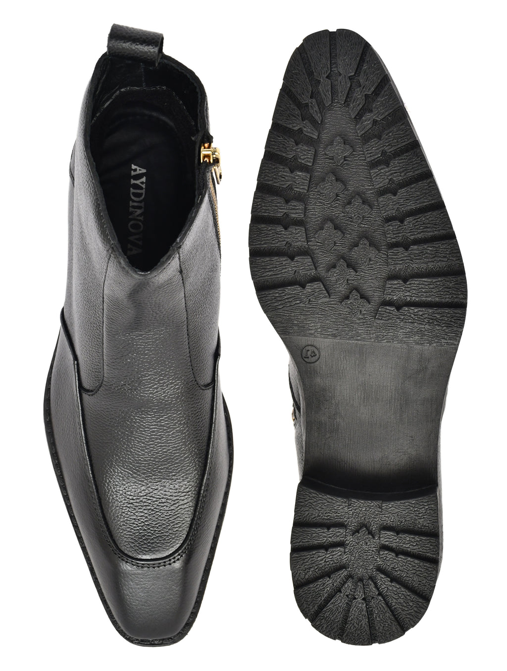 Men's Black Leather Zip Ankle Boots