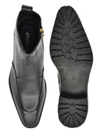 Men's Black Leather Zip Ankle Boots