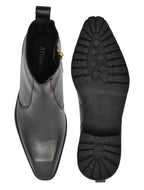 Men’s Black Leather  Boot with Heavy-Duty Grip Sole