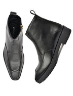 Men's Black Leather Zip Ankle Boots