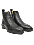 Men's Black Leather Zip Ankle Boots