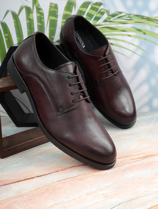 Men Brown Leather Formal Derby