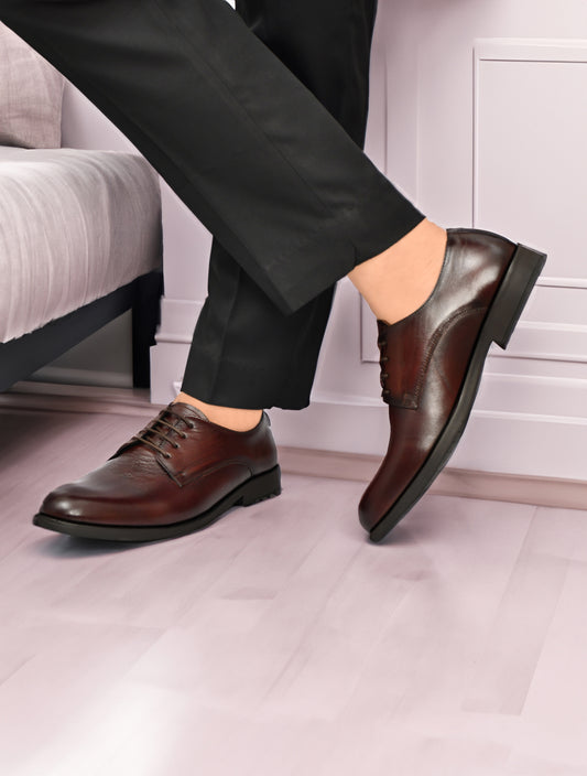 Men Brown Leather Formal Derby