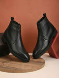 Men’s Black Leather  Boot with Heavy-Duty Grip Sole