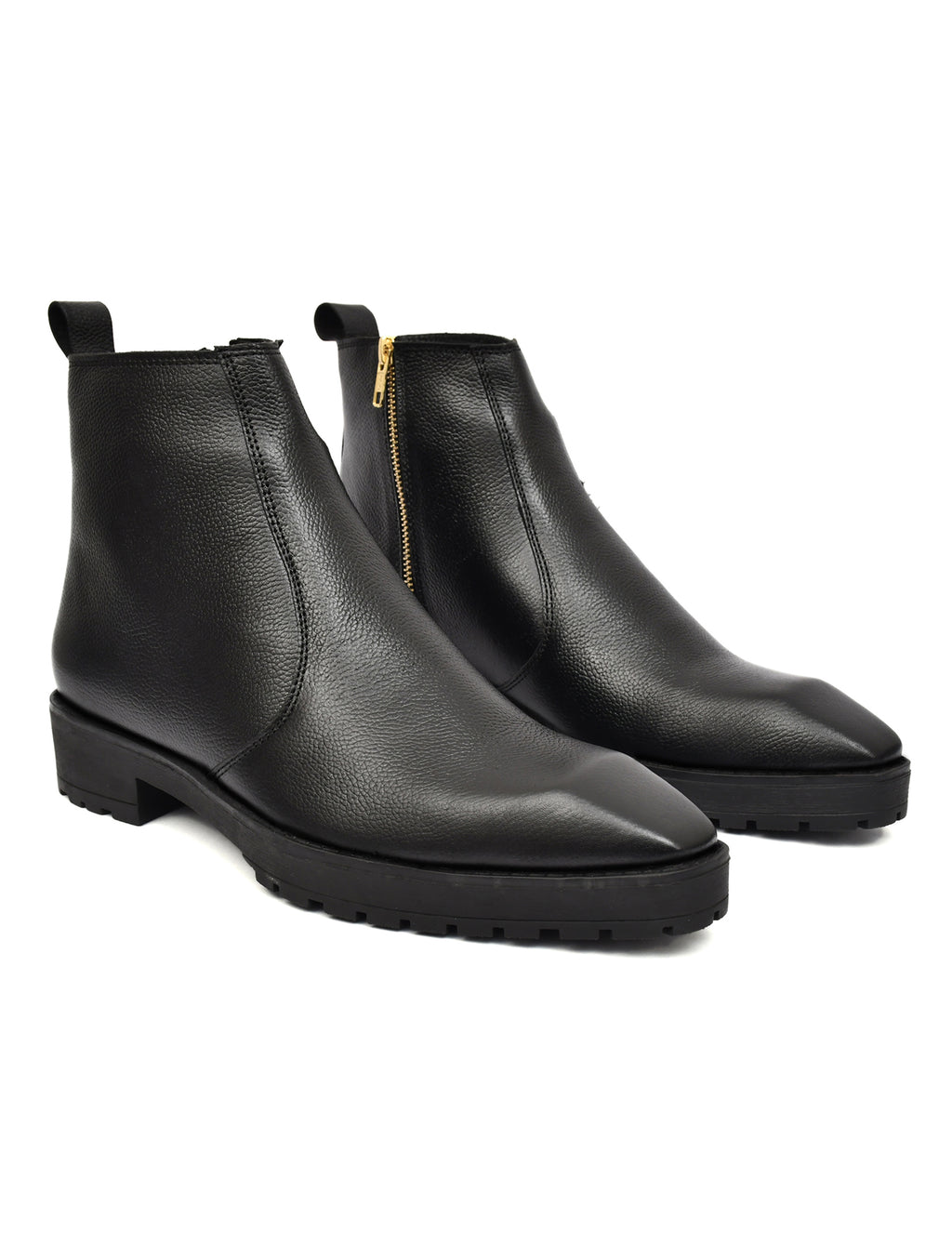 Men’s Black Leather  Boot with Heavy-Duty Grip Sole