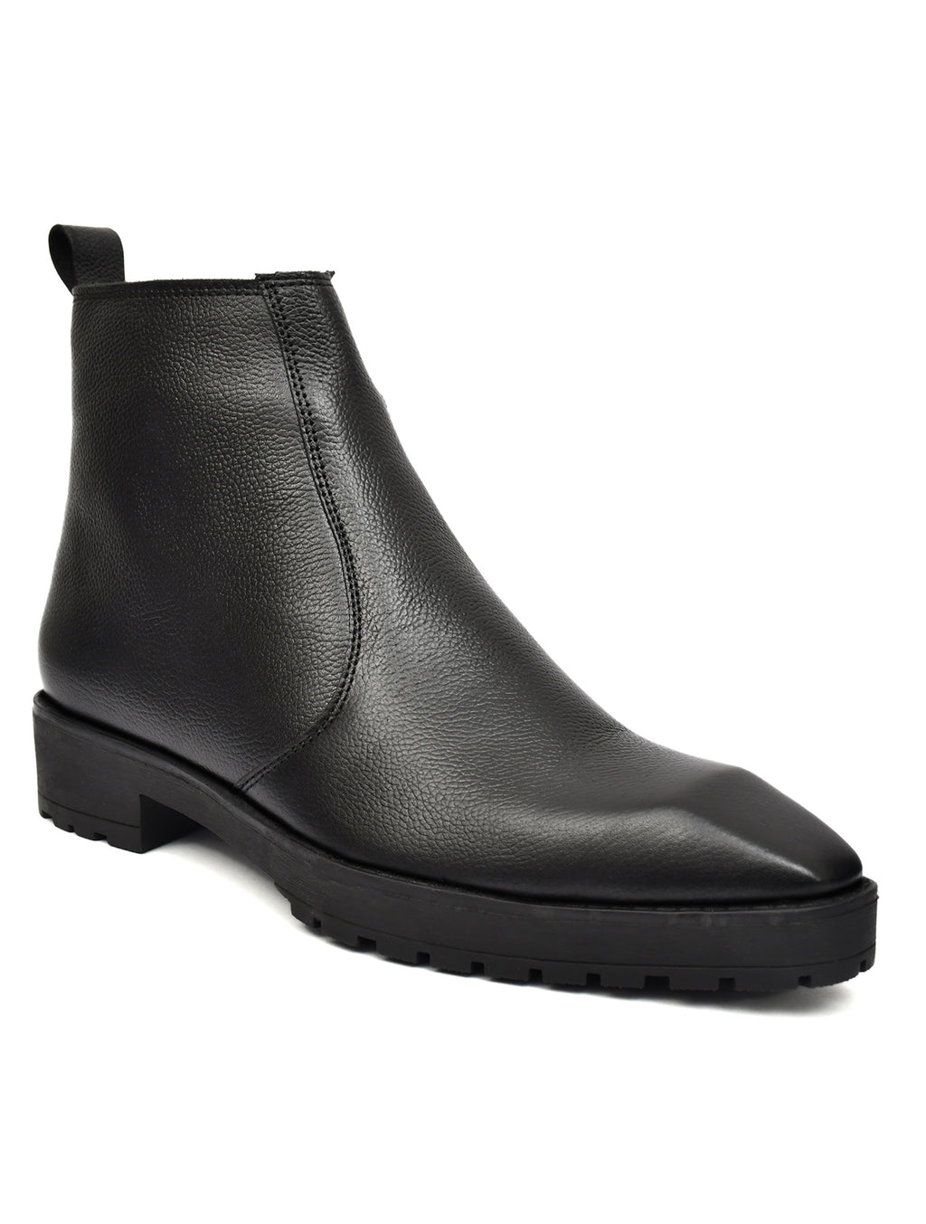 Men’s Black Leather  Boot with Heavy-Duty Grip Sole