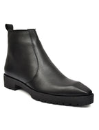 Men’s Black Leather  Boot with Heavy-Duty Grip Sole