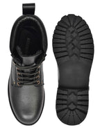 Men’s Black Leather Lace-Up Ankle Boots with Rugged Grip Sole